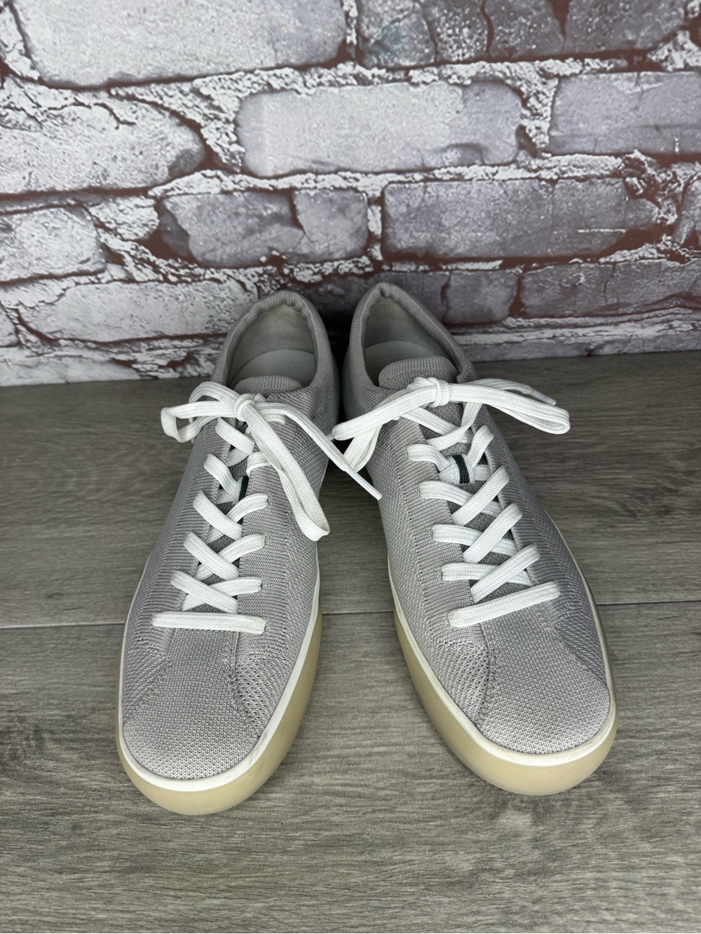 Rothy’s The Lace Up Sneaker Grey Knit Fabric Comfort Shoes Women Sz 9M US/40EU